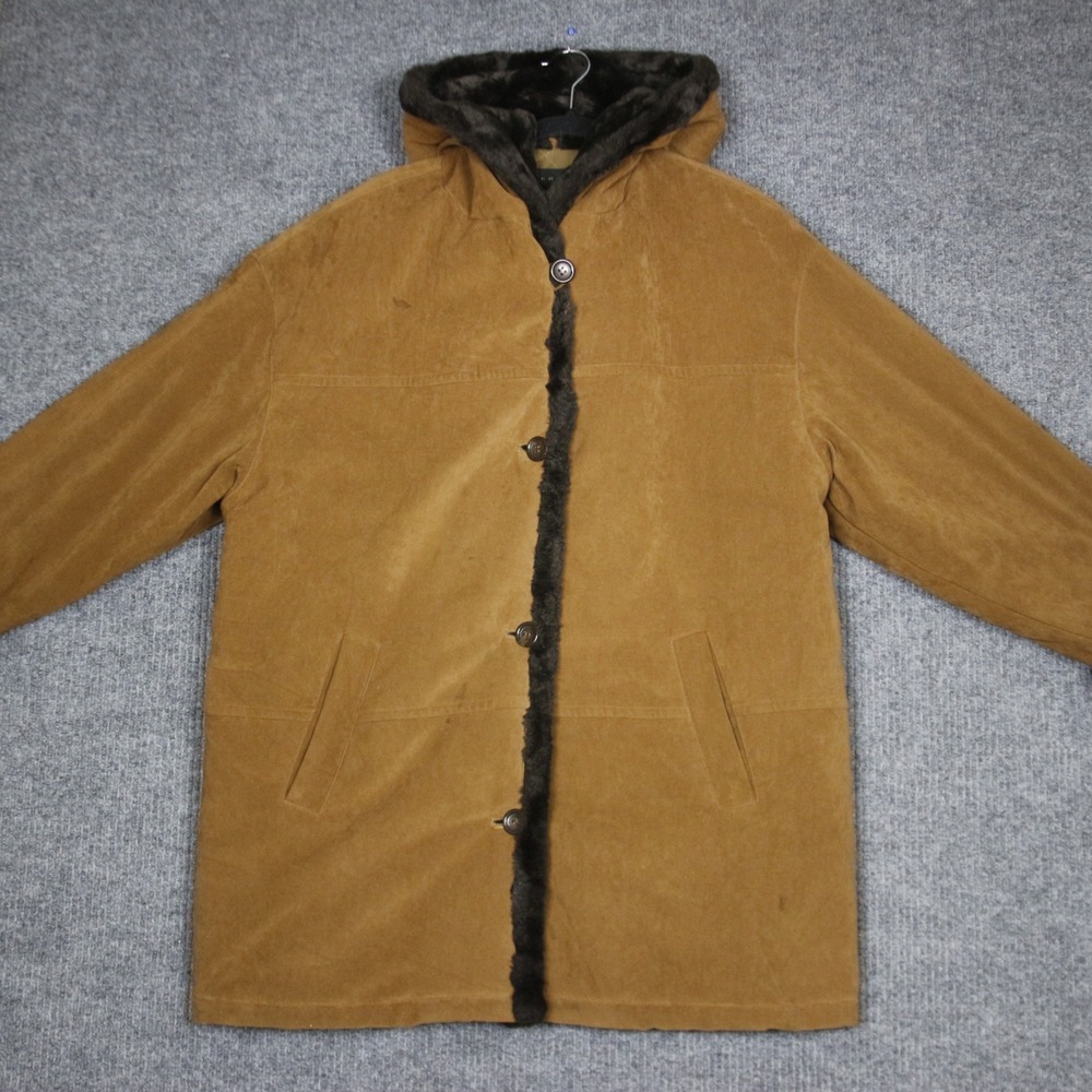 Vintage Gallery‎ Faux Fur Trim Coat Jacket Womens XL Brown Cozy Warm Winter - Picture 2 of 7